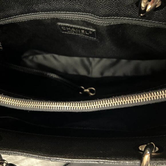 CHANEL GST Quilted Caviar Leather Tote Black Chain Silver HW Italy Auth - Picture 5 of 14